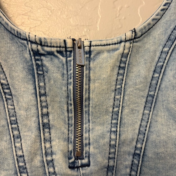 Guess y2k acid wash denim bustier front slit bodycon sleeveless dress small - Picture 6 of 16